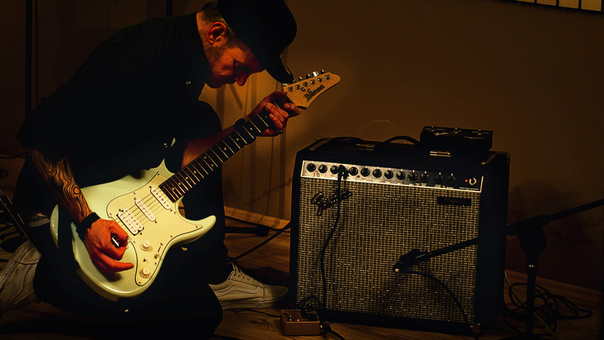 Guitar recording session in the studio